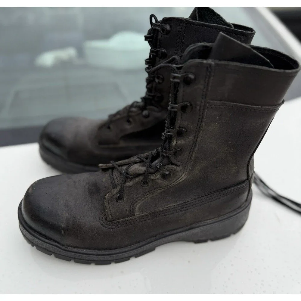 Belleville Women’s 360ST Black Leather Vibram Sole Combat Boots‎ Steel Toe Sz 8R